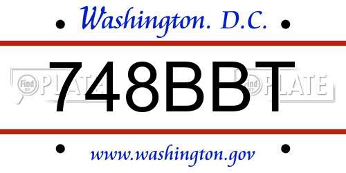 748BBT District Of Columbia License Plate