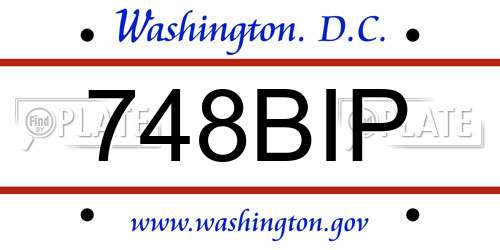 748BIP District Of Columbia License Plate