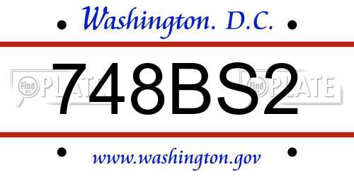 748BS2 District Of Columbia License Plate