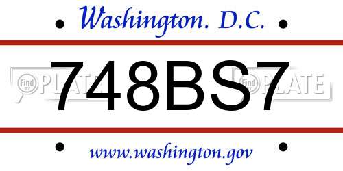 748BS7 District Of Columbia License Plate