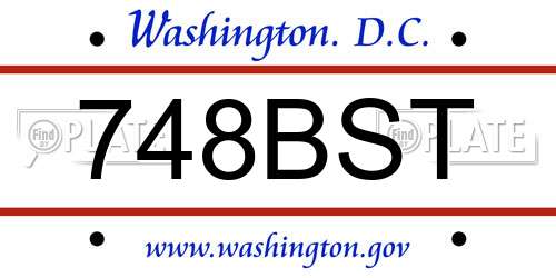 748BST District Of Columbia License Plate