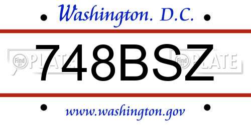 748BSZ District Of Columbia License Plate