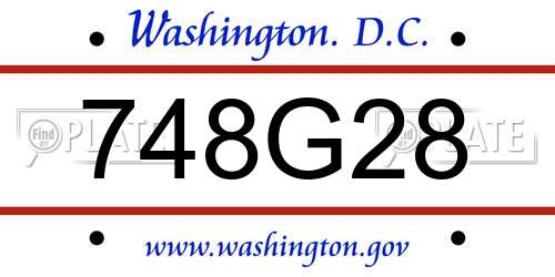 748G28 District Of Columbia License Plate