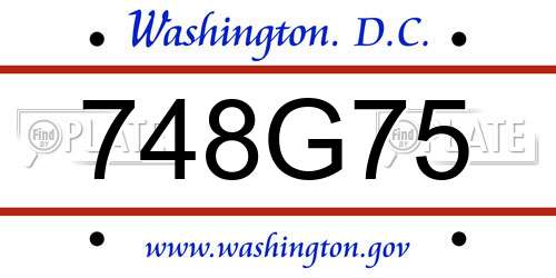 748G75 District Of Columbia License Plate