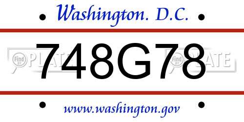 748G78 District Of Columbia License Plate