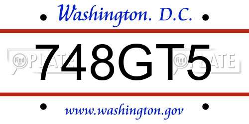 748GT5 District Of Columbia License Plate