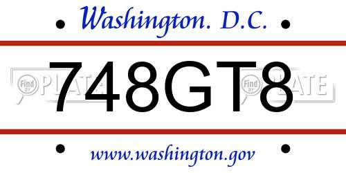 748GT8 District Of Columbia License Plate