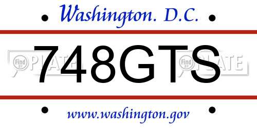 748GTS District Of Columbia License Plate
