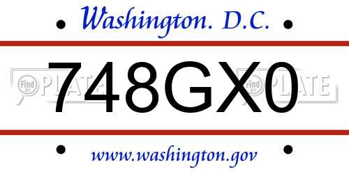 748GX0 District Of Columbia License Plate