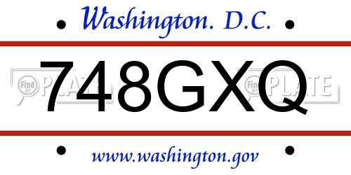 748GXQ District Of Columbia License Plate