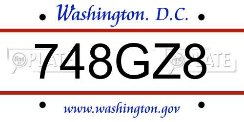 748GZ8 District Of Columbia License Plate