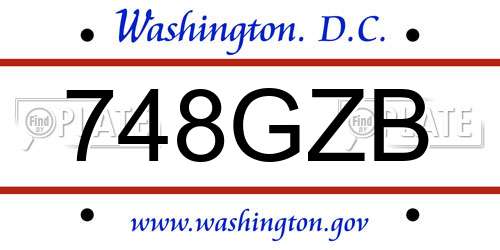 748GZB District Of Columbia License Plate