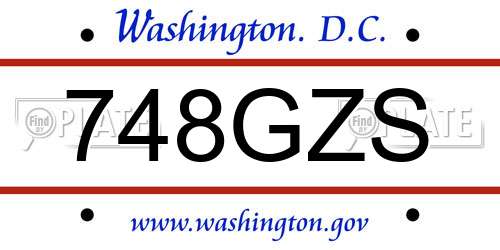 748GZS District Of Columbia License Plate