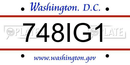 748IG1 District Of Columbia License Plate