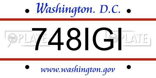 748IGI District Of Columbia License Plate