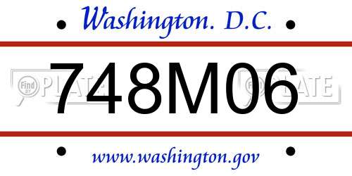 748M06 District Of Columbia License Plate