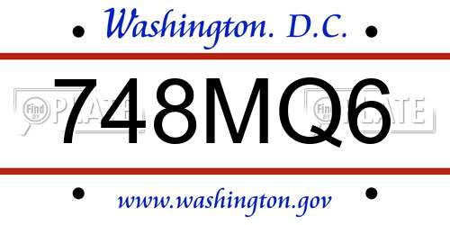 748MQ6 District Of Columbia License Plate