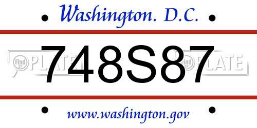 748S87 District Of Columbia License Plate