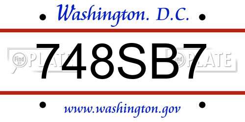 748SB7 District Of Columbia License Plate