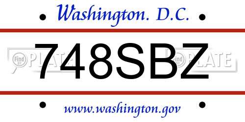 748SBZ District Of Columbia License Plate