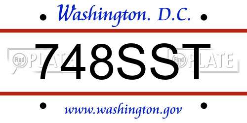 748SST District Of Columbia License Plate