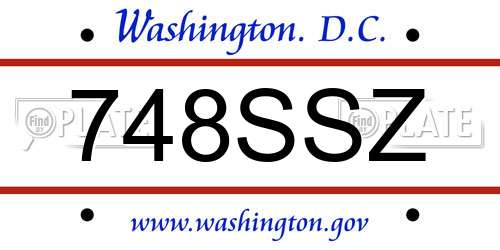 748SSZ District Of Columbia License Plate