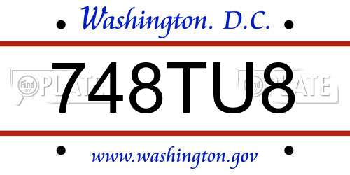 748TU8 District Of Columbia License Plate