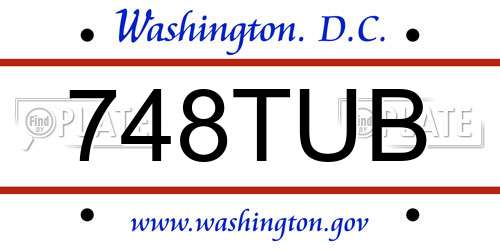 748TUB District Of Columbia License Plate