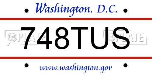 748TUS District Of Columbia License Plate