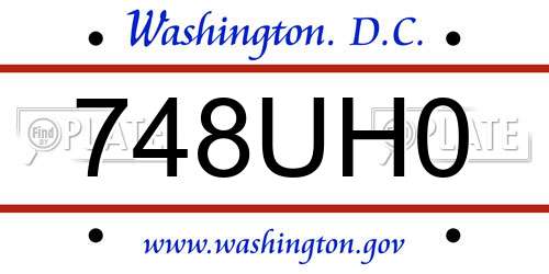 748UH0 District Of Columbia License Plate