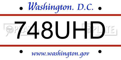 748UHD District Of Columbia License Plate
