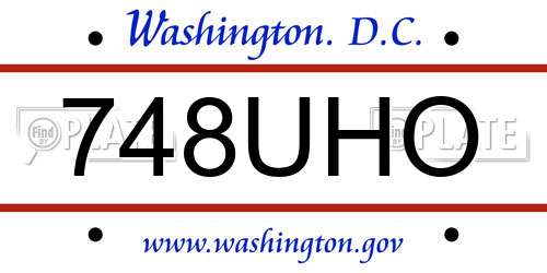 748UHO District Of Columbia License Plate