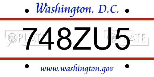 748ZU5 District Of Columbia License Plate