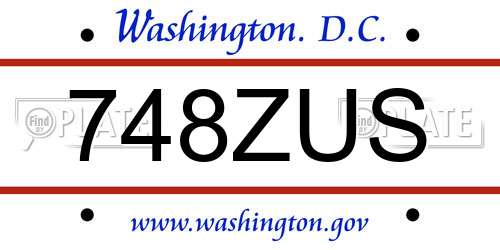 748ZUS District Of Columbia License Plate