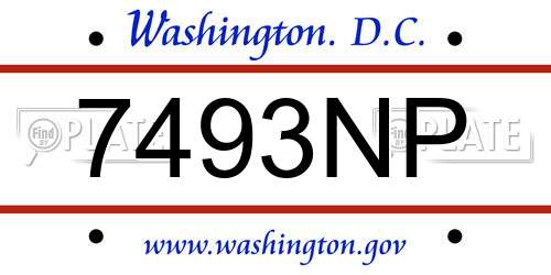 7493NP District Of Columbia License Plate