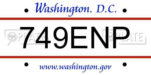 749ENP District Of Columbia License Plate