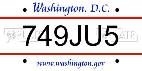 749JU5 District Of Columbia License Plate