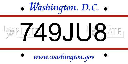 749JU8 District Of Columbia License Plate