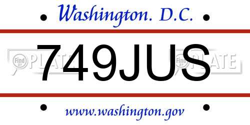 749JUS District Of Columbia License Plate