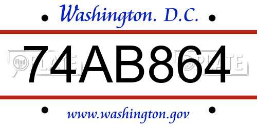 74AB864 District Of Columbia License Plate