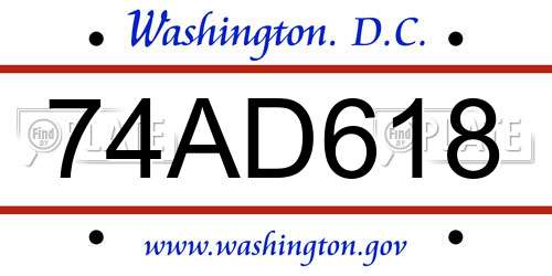 74AD618 District Of Columbia License Plate