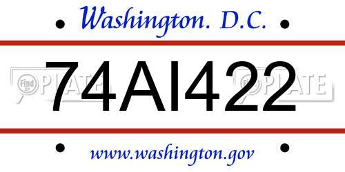 74AI422 District Of Columbia License Plate
