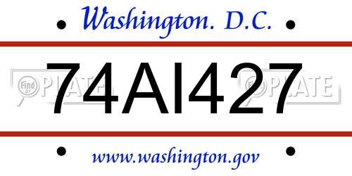 74AI427 District Of Columbia License Plate
