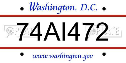 74AI472 District Of Columbia License Plate
