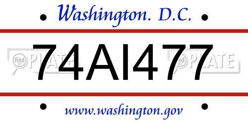 74AI477 District Of Columbia License Plate