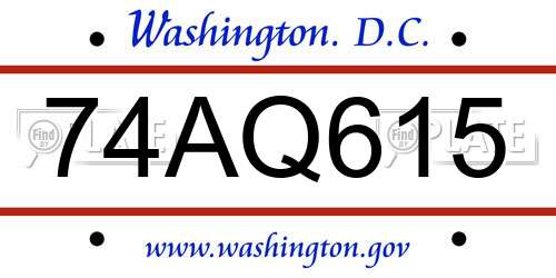 74AQ615 District Of Columbia License Plate