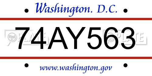 74AY563 District Of Columbia License Plate