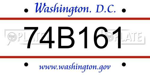 74B161 District Of Columbia License Plate