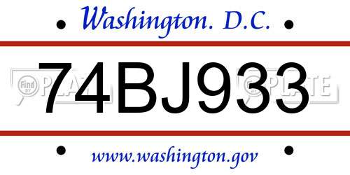74BJ933 District Of Columbia License Plate