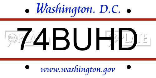 74BUHD District Of Columbia License Plate